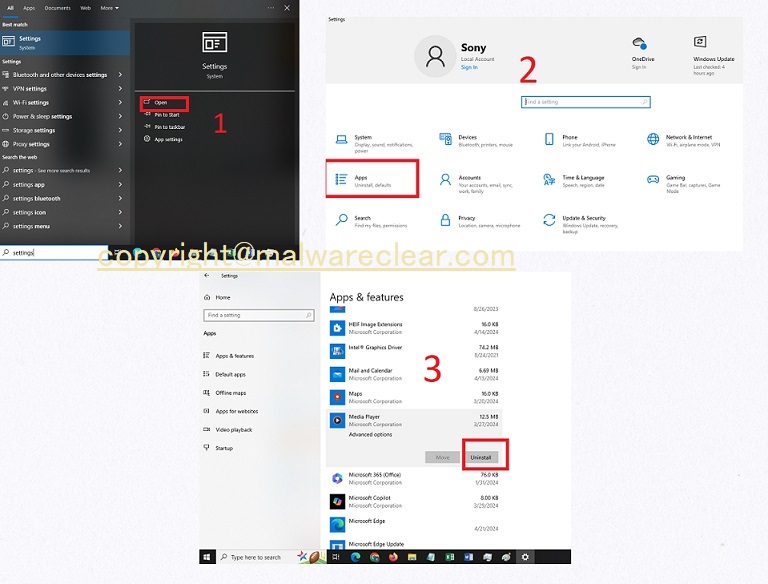 uninstall unsafe applications from Windows 10 and 11